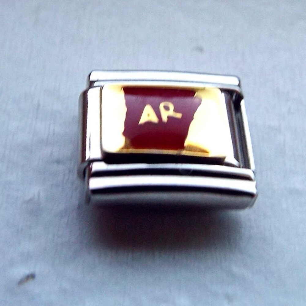 State of Arkansas enamel 9mm stainless steel italian charm bracelet link new